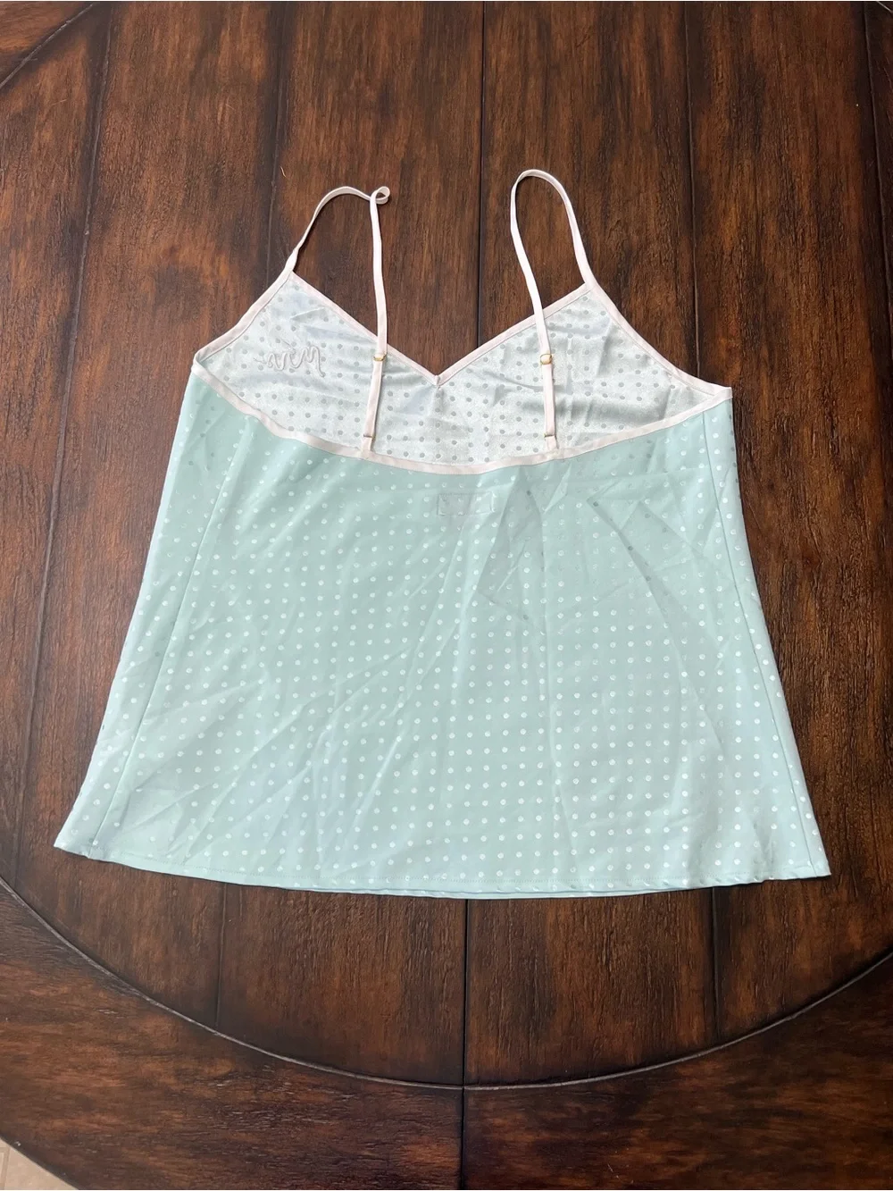 KATE SPADE Women’s Aqua Polka Dot “Mrs.” Pajama Set Cami & Shorts Size Small